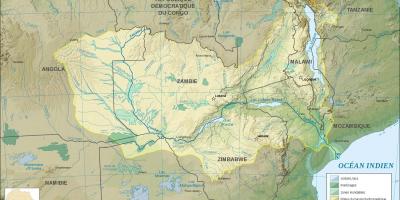 नक्शे के ज़ाम्बिया दिखा नदियों और झीलों